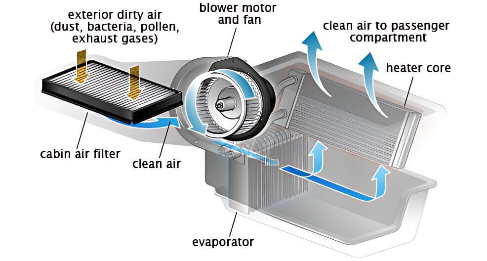 Working principle of automobile blower